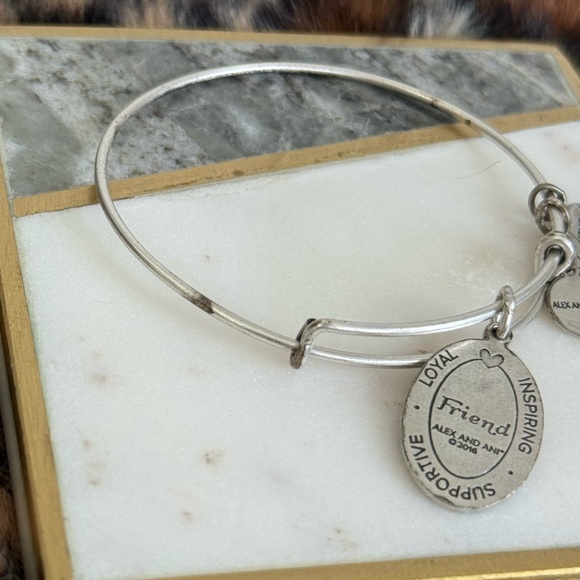 Alex and Ani 2016 “ Friend “ Friendship Silver-tone Adjustable Bangle Bracelet - Picture 7 of 7